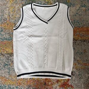 Amazon White V-Neck Sweater Vest